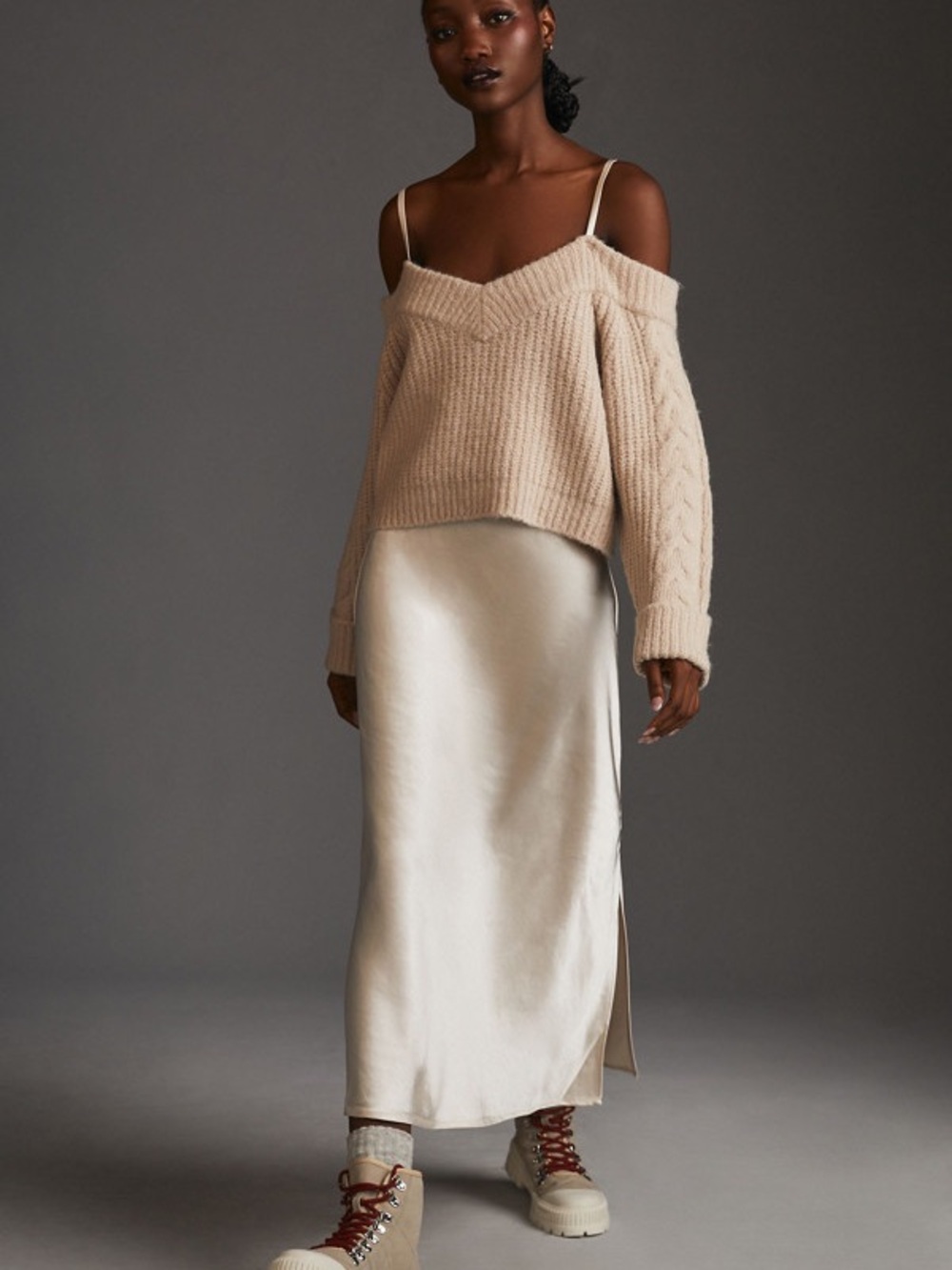 Anthropologie X Mare Mare Layered Sweater & Slip Dress Pearl Size Small